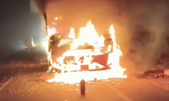 ஆம்னி பேருந்தில் திடீர் தீ விபத்து