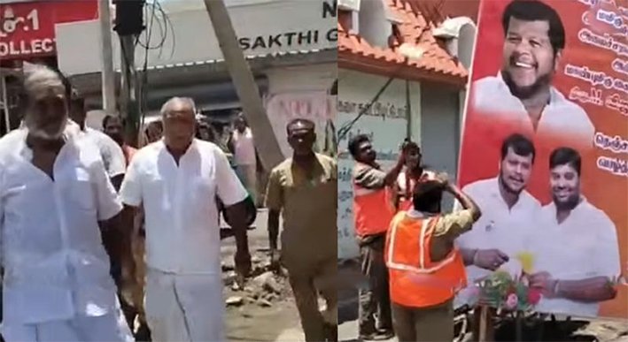 பேனர்களை அகற்றிய விவகாரம்.. அதிமுக நிர்வாகி வாக்குவாதம்