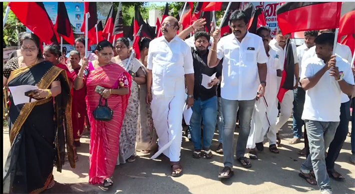 ஆர்ப்பாட்டம்.. தஞ்சையில் திமுக நிர்வாகிகள் கைது