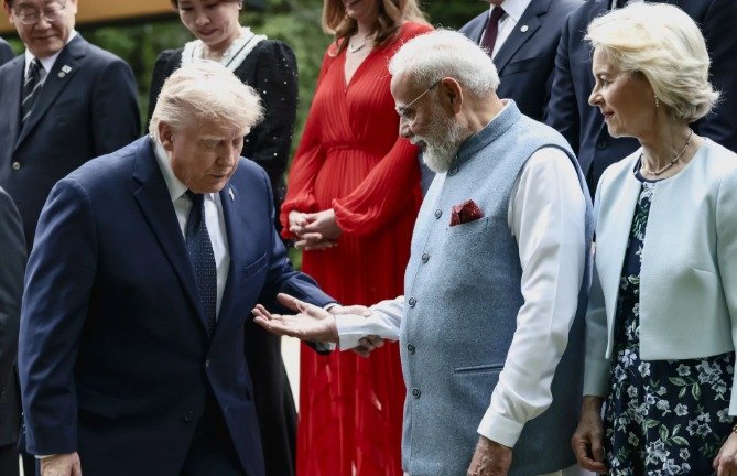 ஜி7 உச்சி மாநாட்டில் அமெரிக்க அதிபர் டொனால்ட் டிரம்பை சந்திக்கும் முன் உலகளாவிய நம்பிக்கை நெருக்கடி குறித்து பேசும் பிரதமர் நரேந்திர மோடி.