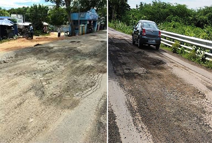 கல்லணை அருகே போடப்பட்ட சாலை பழுது- பொதுமக்கள் அதிர்ச்சி