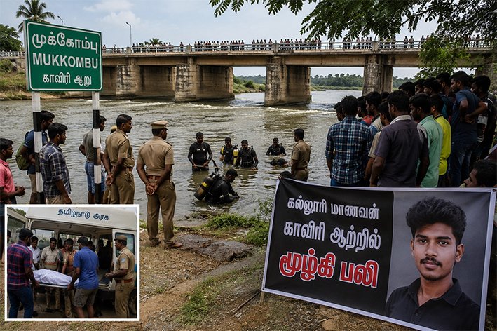 முக்கொம்பு காவிரி ஆற்றில் மூழ்கி கல்லூரி மாணவர் பலி