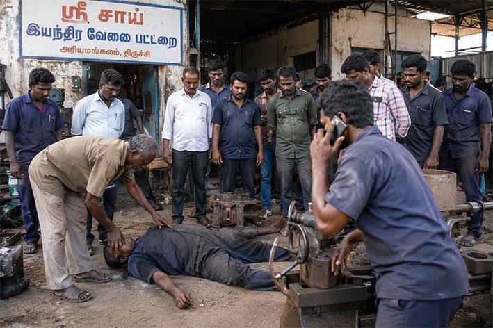 பட்டறை தொழிலாளி மயங்கி விழுந்து சாவு... அரியமங்கலத்தில் சோகம்