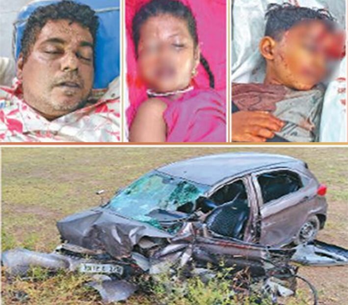 தென்காசி அருகே கார் மரத்தில் மோதி பேரன், பேத்தியுடன் தாத்தா பலி