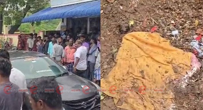 Local police cordoning off a damaged road full of deep potholes in Tirunelveli where a tragic bike and car accident happened on June 11, 2026