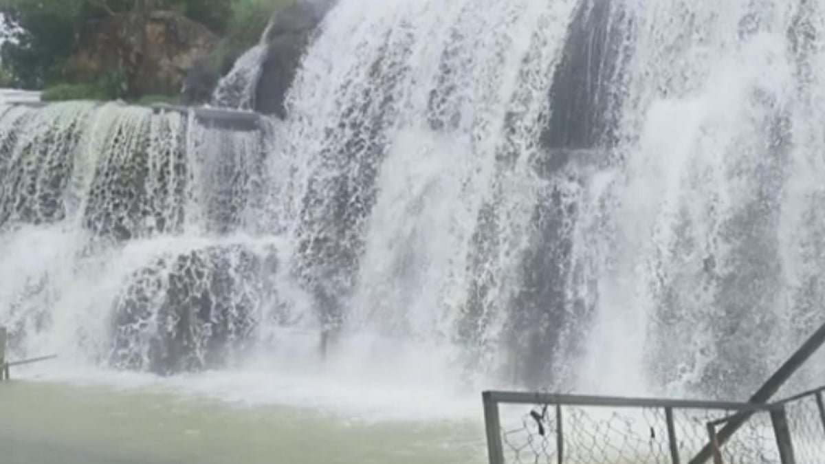 திற்பரப்பு அருவியில் ஆர்ப்பரிக்கும் வெள்ளம்: சுற்றுலாப் பயணிகள் குளிக்க மாவட்ட நிர்வாகம் தடை