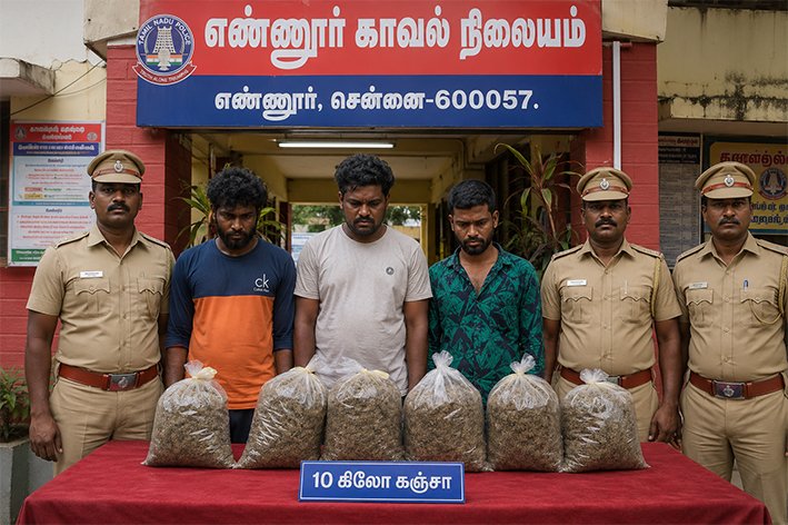 சென்னையில் 10 கிலோ கஞ்சா விற்பனை... 3 பேர் கைது