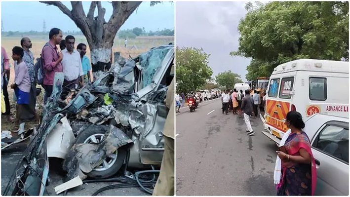 நேருக்கு நேர் லாரி-கார் மோதி.. 2 குழந்தைகள் உள்பட 6 பேர் பலி-