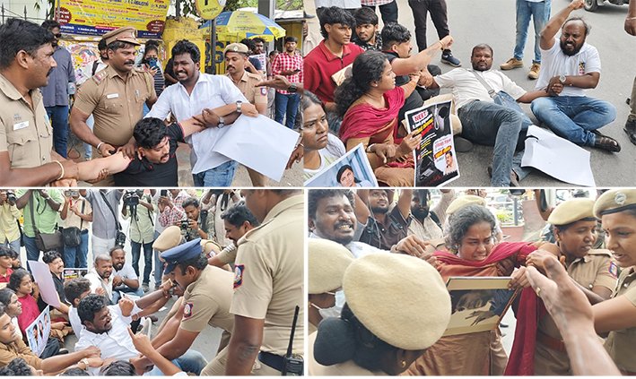 டில்லியில் மாணவர்கள் மீது தாக்குதல்...DYFI, SFI அமைப்பினர் தீவிர போராட்டம்