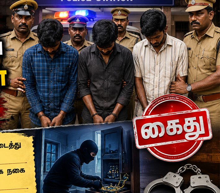 வீட்டில் 7.5 சவரன் தங்க நகை திருடிய 3 கொள்ளையர்கள் கைது