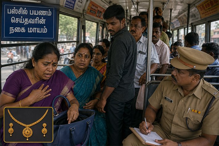 பஸ்சில் பயணம் செய்தவரின் நகை மாயம்... விசாரணை
