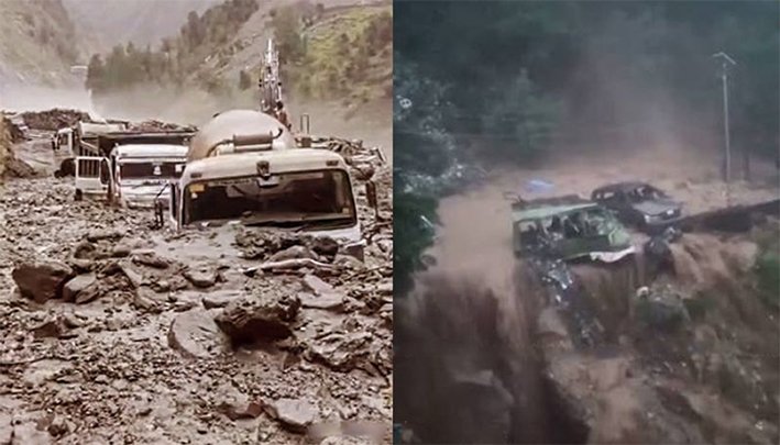 காஷ்மீரில் பெரும் நிலச்சரிவு- வாகனங்கள் சேதம், நெடுஞ்சாலை மூடல்