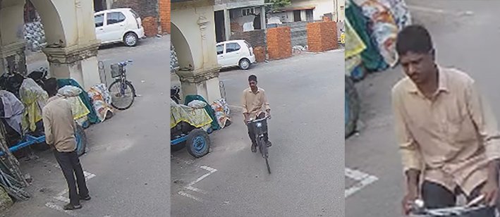 சைக்கிள் திருடி செல்லும் இளைஞர்... புகார் சிக்கிய சிசிடிவி