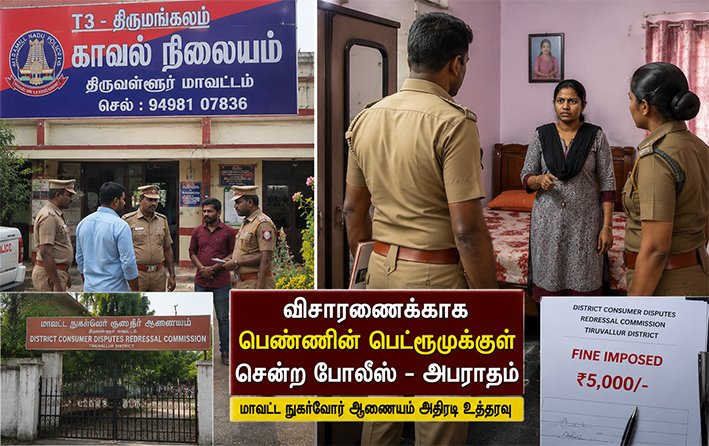 விசாரணைக்காக பெண்ணின் பெட்ரூம்க்குள் சென்ற போலீஸ்- அபராதம்