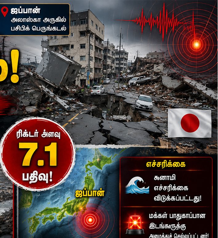ஜப்பானில் சக்திவாய்ந்த நிலநடுக்கம்- ரிக்டர் அளவுகோலில் 7.1 ஆக பதிவு