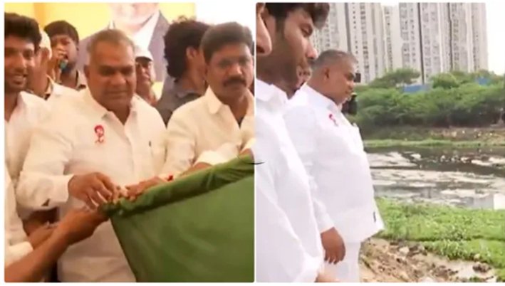 கூவம் ஆற்றில் தூர்வாரும் பணி-அமைச்சர்ஆனந்த் துவங்கி வைத்தார்