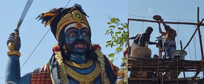 அரியலூர்-கருப்பசாமிக்கு 700 கிலோ எடையில் அரிவாள்-கும்பாபிஷேகம்