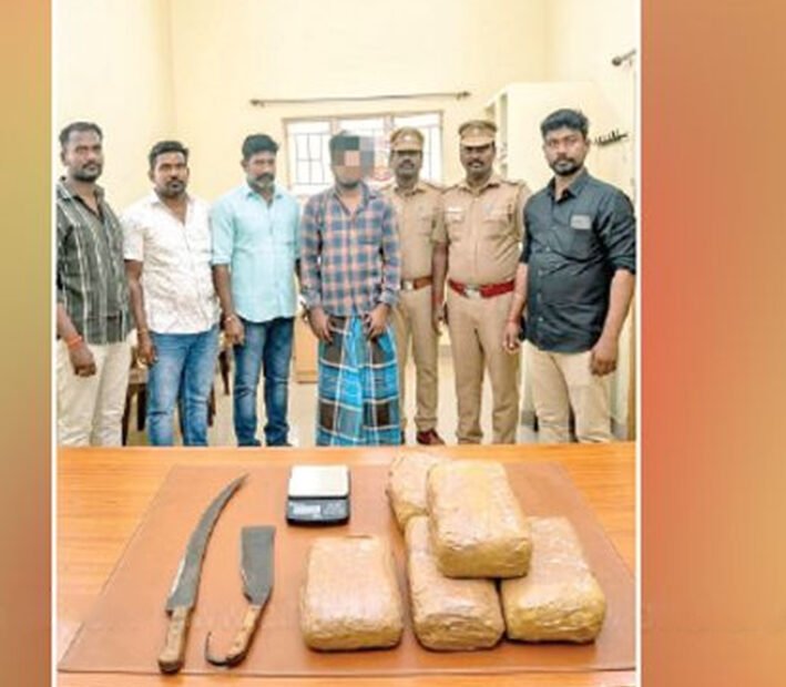 மேலூர் அருகே 5.5 கிலோ கஞ்சா பறிமுதல்-ஒருவர் கைது