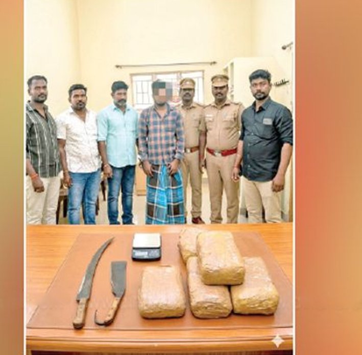 மேலூர் அருகே 5.5 கிலோ கஞ்சா பறிமுதல்-ஒருவர் கைது