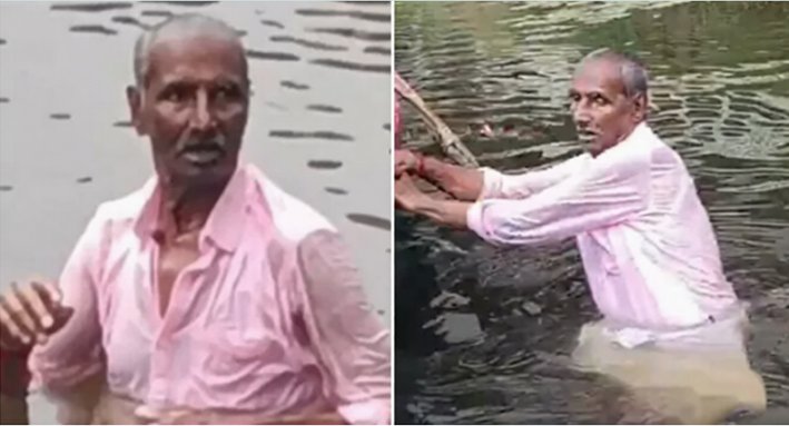 மனைவி இறந்த துயரம்.. ஏரியில் குதித்து தற்கொலைக்கு முயன்ற முதியவர்