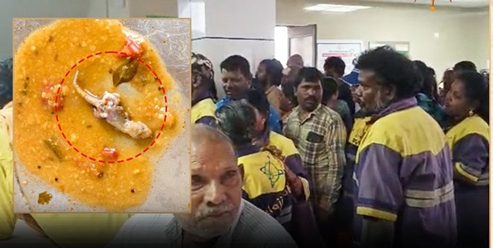 உணவில் விழுந்த பல்லி– 100 பேர் ஆஸ்பத்திரியில் அனுமதி
