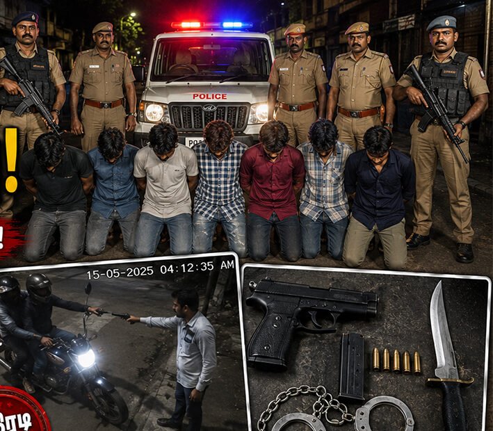 சென்னை வழிப்பறி வழக்கில் 7 பேர் துப்பாக்கி முனையில் கைது