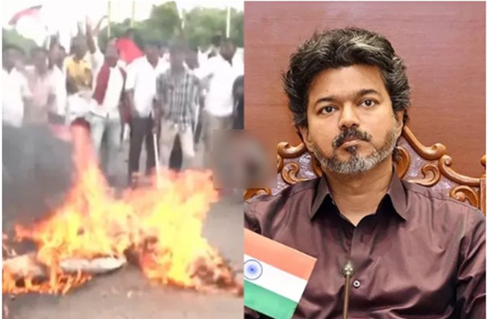 முதல்வர் உருவ பொம்மையை எரித்து திமுகவினர் ஆர்ப்பாட்டம்