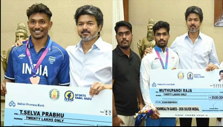 முதல்வர் விஜய்யை சந்தித்து வாழ்த்து பெற்ற வீரர்கள்