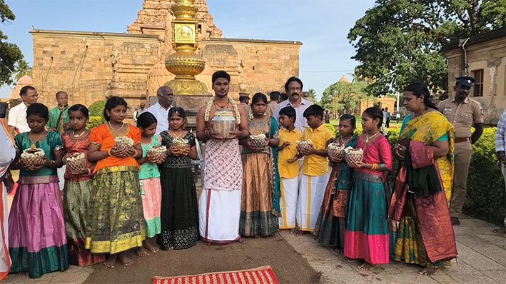ஜெயங்கொண்டம் – கங்கைகொண்ட சோழபுரம் பிரகதீஸ்வரருக்கு அபிஷேகத்திற்கு கங்கை நீரை அனுப்பியமத்திய நிதி அமைச்சர்