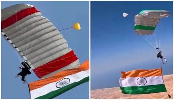 உலக சாதனை படைத்த 3 இந்தியர்கள்- 13,000 அடி உயரத்தில் பறந்த இந்திய தேசியக்கொடி