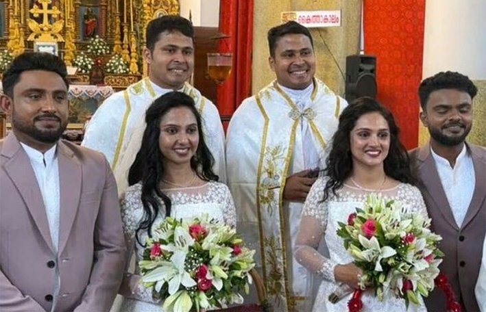 கேரளாவில் இரட்டையர் திருமணம்.. சர்ச்சில் நடந்த சுவாரஸ்யம்!