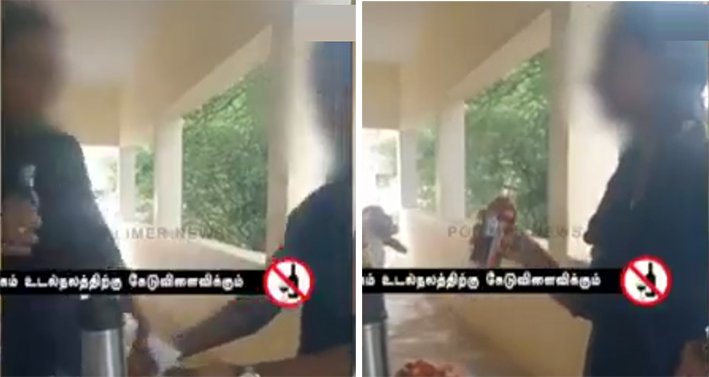 வகுப்பறை முன்பு ”மது அருந்திய” பள்ளி மாணவிகள்... அதிர்ச்சி