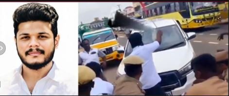 புதுக்கோட்டையில் அமைச்சர் பர்வேஸின் கார் திமுகவினர் முற்றுகை