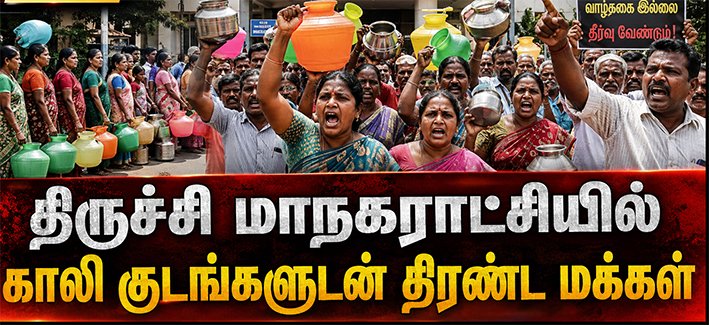 திருச்சி மாநகராட்சி அலுவலகம் முன் காலி குடங்களுடன் பரபரப்பு!