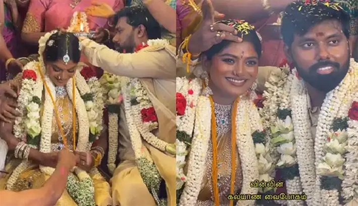 நடிகை வினுஷா தேவி- நீண்டநாள் காதலரை கரம்பிடித்தார்