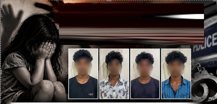 பள்ளி கட்டிடத்தில் 16வயது சிறுமி பலாத்காரம்… 4 சிறுவர்கள் கைது