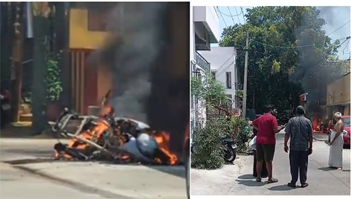அடுத்தடுத்து பற்றி எரியும் இருசக்கர வாகனங்கள்-கோவையில் சம்பவம்