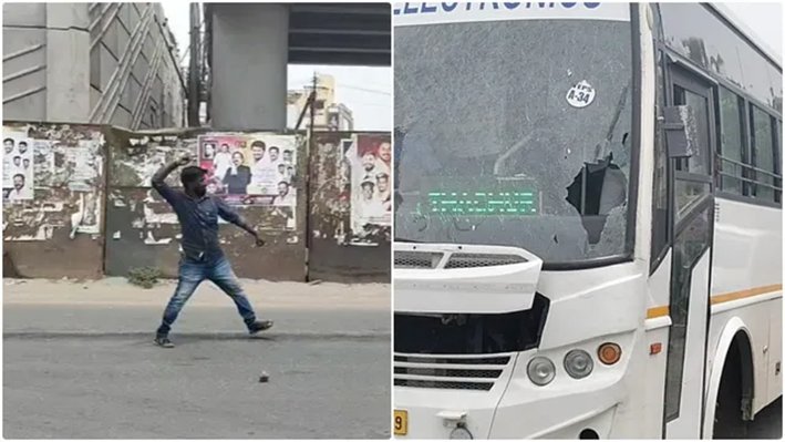 சாலையில் செல்லும் வாகனங்கள் மீது கற்கள் வீச்சு..வாலிபர் கைது