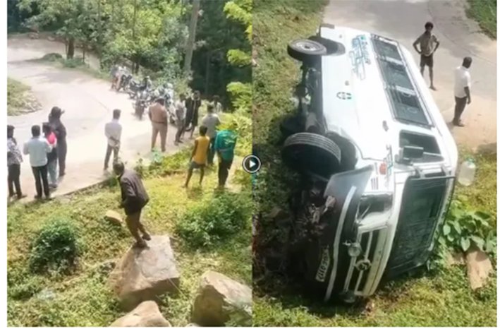 ஏற்காடு மலைப்பாதையில் காவல்துறை வாகனம் கவிழ்ந்து விபத்து