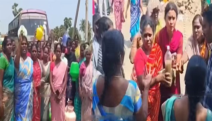 குடிநீர் வழங்கக் கோரி கிராம மக்கள் சாலை மறியல்