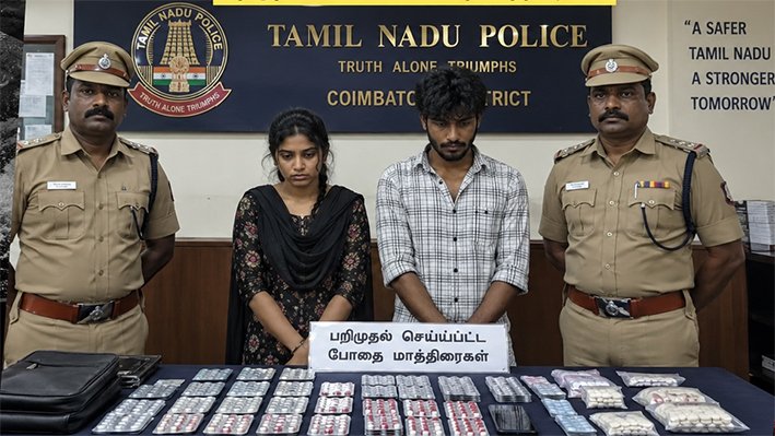 போதை மாத்திரை விற்பனை-பெண் உட்பட 2 பேர் கைது-திருச்சி க்ரைம்