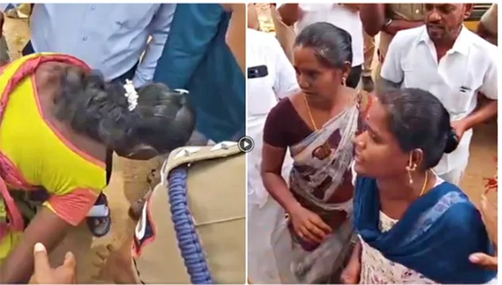 மது கடையை எடுத்துடுங்க சார்... டாஸ்மாக் அலுவலர் காலில் விழுந்த பெண்