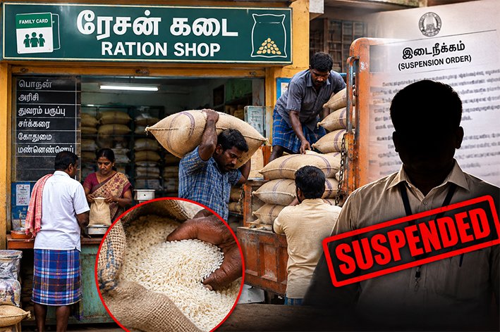 ரேசன் கடையில் அரிசி கடத்தல்: விற்பனையாளர் சஸ்பெண்ட்