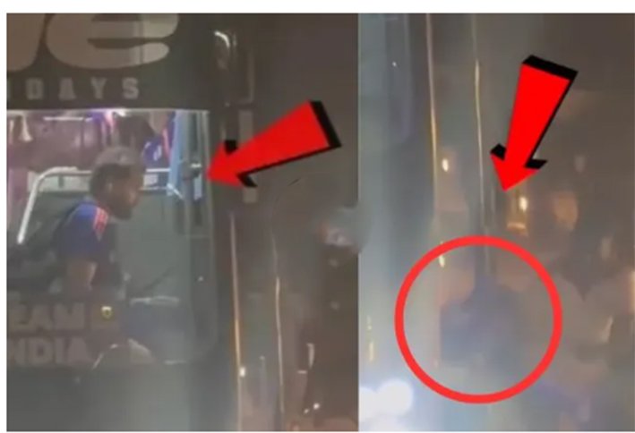 பேருந்தில் இருந்து கீழே விழுந்த ரோகித் சர்மா.. பரபரப்பு