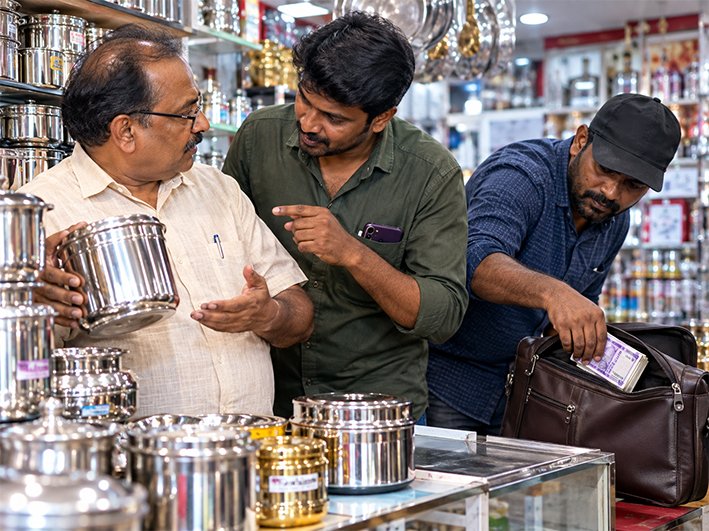 பாத்திரக்கடை உரிமையாளரை திசை திருப்பி ரூ.1.75லட்சம் திருட்டு