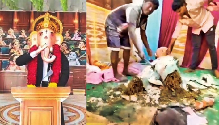 கொளத்தூரில் முதல்வர் விஜய்போல் வைத்திருந்த விநாயகர் சிலை அகற்றம்