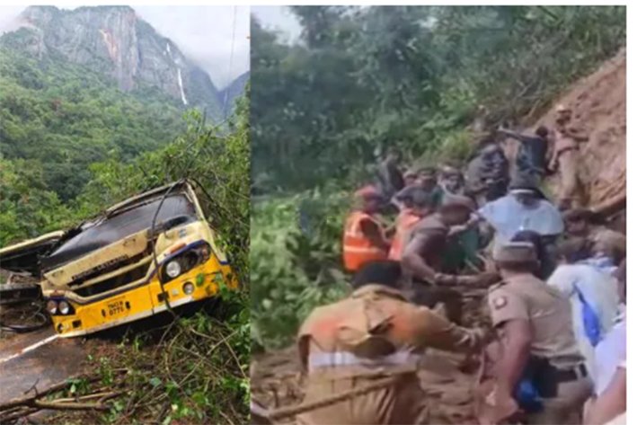 நிலச்சரிவில் சிக்கிய அரசுப் பேருந்து – 6 பேர் சிக்கியதாகத் தகவல்!
