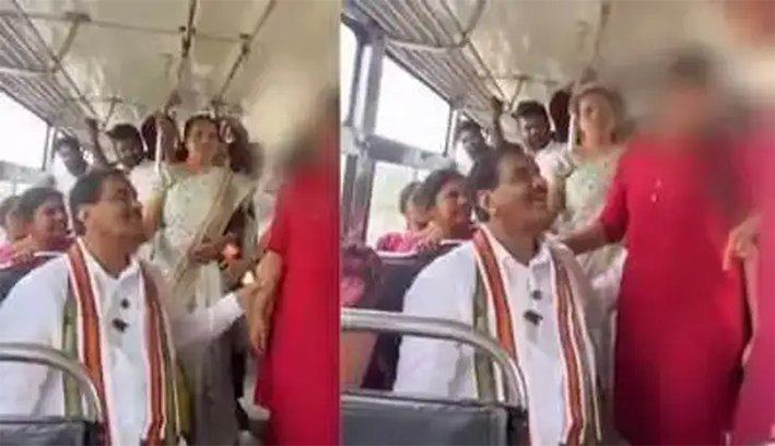 அரசு பஸ்சில் கல்லூரி மாணவியிடம் அத்துமீறிய காங்., எம்எல்ஏ-