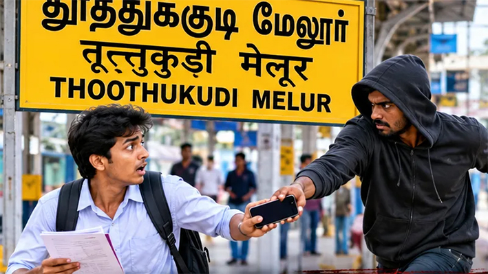 தூத்துக்குடி ரயில்வே ஸ்டேசனில் மாணவரிடம் செல்போன் பறிப்பு- வாலிபர் கைது!