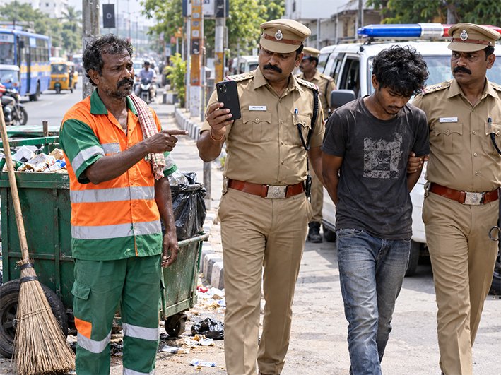 துப்புரவு பணியாளரிடம் செல்போன் திருட்டு-வாலிபர் கைது